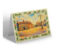CHRISTMAS NOTELET - Market Place, Long Buckby - Vintage Art Style