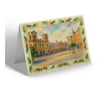 CHRISTMAS NOTELET - Market Place, Morpeth - Vintage Art Style