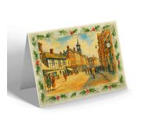 CHRISTMAS NOTELET - Market Place, Nuneaton - Vintage Art Style
