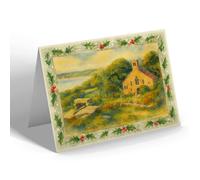 CHRISTMAS NOTELET - Morecambe. Heysham Church (b) - Vintage Art Style