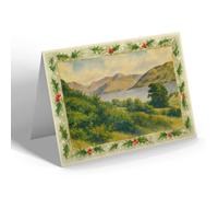 CHRISTMAS NOTELET - Mountains of Glencoe from above Onich - Vintage Art Style