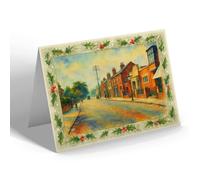 CHRISTMAS NOTELET - National School & North Street, Bourne - Vintage Art Style