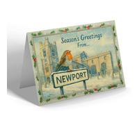 CHRISTMAS NOTELET - Newport - St. Mary's Church - Vintage Design