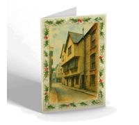 CHRISTMAS NOTELET - Noah's Ark & Fore Street, Fowey - Vintage Art Style