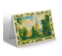 CHRISTMAS NOTELET - Norwich Cathedral from Upper Close - Vintage Art Style