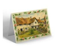CHRISTMAS NOTELET - Old Cottage At Lustleigh - Vintage Art Style