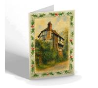 CHRISTMAS NOTELET - Old Cottage at Pulborough - Vintage Art Style