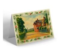 CHRISTMAS NOTELET - Old Cottage & Green, Lyndhurst - Vintage Art Style