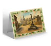 CHRISTMAS NOTELET - Old Cross & Parish Church, Glossop (a) - Vintage Art Style