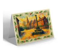 CHRISTMAS NOTELET - Old Cross & Parish Church, Glossop (b) - Vintage Art Style