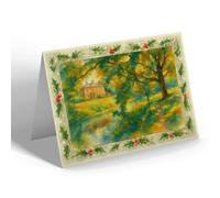 CHRISTMAS NOTELET - Old House Sheep Field, St Michael's-on-Wyre - Vintage Art Style