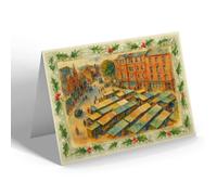 CHRISTMAS NOTELET - Old Market Place, Grimsby (a) - Vintage Art Style