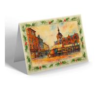 CHRISTMAS NOTELET - Old Market Place, Grimsby (b) - Vintage Art Style
