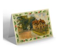 CHRISTMAS NOTELET - Old Thatched Cottage/Hanging Chapel Langport - Vintage Art Style