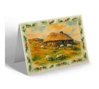 CHRISTMAS NOTELET - Old Thatched Cottage, Struan - Vintage Art Style