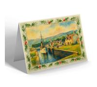 CHRISTMAS NOTELET - Passing through the Locks, Fort Augustus - Vintage Art Style