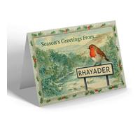 CHRISTMAS NOTELET - Rhayader - River Wye Above Rhayader - Vintage Design