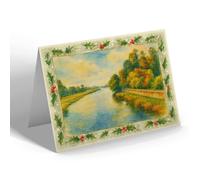 CHRISTMAS NOTELET - River from Bridge, South Side, Wallingford - Vintage Art Style