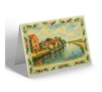 CHRISTMAS NOTELET - River Frome from South Bridge, Wareham - Vintage Art Style