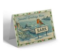 CHRISTMAS NOTELET - Sark - Creux Harbour & the Burons - Vintage Design