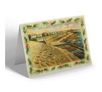 CHRISTMAS NOTELET - Sea Wall, West from Under Towers Reculver - Vintage Art Style