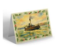 CHRISTMAS NOTELET - South Shields. The River Ferry - Vintage Art Style