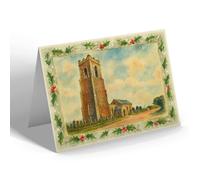 CHRISTMAS NOTELET - St Bartholomew's Church, Corton - Vintage Art Style