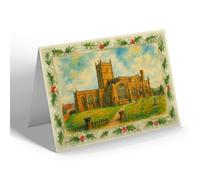 CHRISTMAS NOTELET - St Bartholomew's Church, Crewkerne - Vintage Art Style
