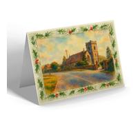 CHRISTMAS NOTELET - St Bartholomew's Church, Nettlebed - Vintage Art Style