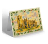 CHRISTMAS NOTELET - St Clement's Church, Terrington St Clement - Vintage Art Style