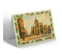 CHRISTMAS NOTELET - St Giles Cathedral & High Street, Edinburgh - Vintage Art Style