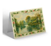 CHRISTMAS NOTELET - St Helens. The Lake, Victoria Park (a) - Vintage Art Style