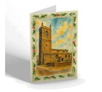 CHRISTMAS NOTELET - St Mary's Church, Cerne Abbas - Vintage Art Style