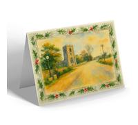 CHRISTMAS NOTELET - St Mary's Church & Village, Cowbit - Vintage Art Style