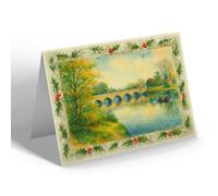 CHRISTMAS NOTELET - Stratford-on-Avon - Clopton Bridge - Vintage Art Style