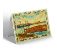 CHRISTMAS NOTELET - The Alexandra Dock, King's Lynn - Vintage Art Style