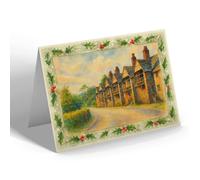 CHRISTMAS NOTELET - The Alms Houses, St Germans - Vintage Art Style