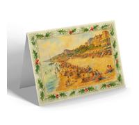 CHRISTMAS NOTELET - The Beach, Looking West, Westcliff-on-Sea - Vintage Art Style
