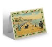 CHRISTMAS NOTELET - The Beach, Westcliff-on-Sea - Vintage Art Style