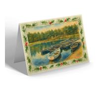 CHRISTMAS NOTELET - The Boating Lake, Wells-on-Sea - Vintage Art Style