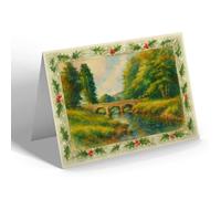 CHRISTMAS NOTELET - The Bridge, Simonsbath, Exmoor - Vintage Art Style