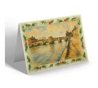 CHRISTMAS NOTELET - The Bridge, St Ives - Vintage Art Style