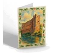 CHRISTMAS NOTELET - The Castle from River Trent, Newark - Vintage Art Style