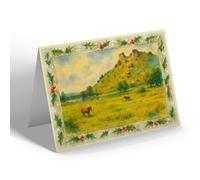 CHRISTMAS NOTELET - The Castle Ruins, Dryslwyn - Vintage Art Style