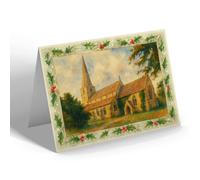 CHRISTMAS NOTELET - The Church, Bisley, Nr. Stroud - Vintage Art Style