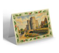 CHRISTMAS NOTELET - The Gardens & West Gate, Canterbury - Vintage Art Style