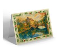 CHRISTMAS NOTELET - The Gray Friars Bridge, Canterbury, 1309 - Vintage Art Style