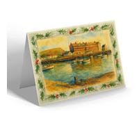 CHRISTMAS NOTELET - The Harbour from Quayside, West Bay - Vintage Art Style