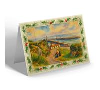 CHRISTMAS NOTELET - The Harbour & Marine Parade, Whitby - Vintage Art Style