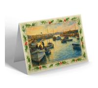CHRISTMAS NOTELET - The Harbour, North Berwick (b) - Vintage Art Style